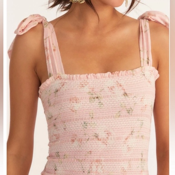 NWT LOVESHACK FANCY norna Pink Floral smocked Dress in ballet pink size XL - Picture 5 of 12